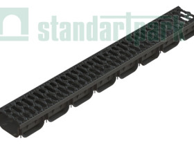 Лоток пластиковый с чугунной решеткой (комплект) DN100H70 купить в Иркутске